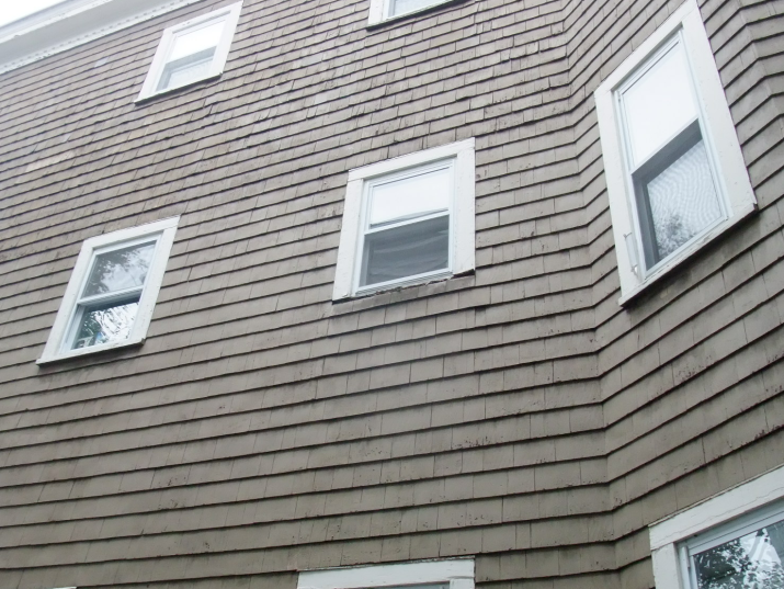 Failed window sill with replacement window installed.
