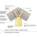 Connection of a SIP roof panel to a SIP roof panel with a foam ridge cap
