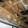 Wrong – avoid installing plumbing pipes in garage ceilings. Do not install supply ducts that supply warm air in garage ceiling cavities in attempt to keep pipes from freezing; the warm air can condense inside the ceiling cavity leading to moisture problem