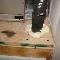 Right: Refrigerant piping is sealed where it exits the return plenum